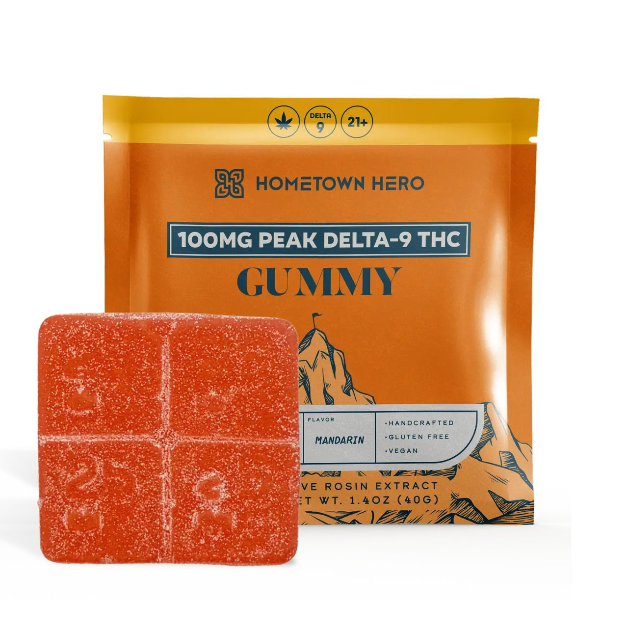 Hometown Hero Peak 100mg D9 Gummy - Mandarin Orange