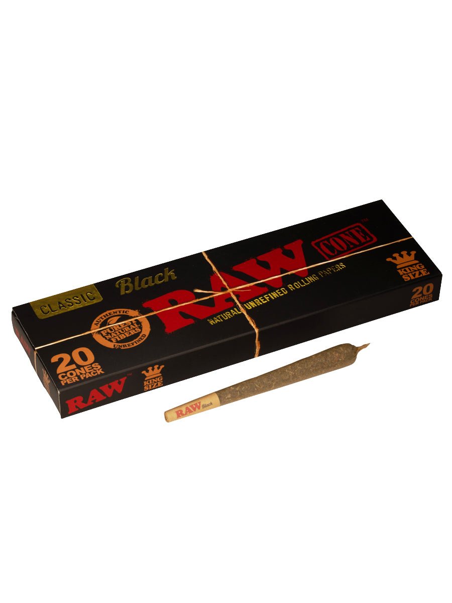 RAW Cone Classic King Size, Black - 20 Pack | Rolling Products | 420 Science