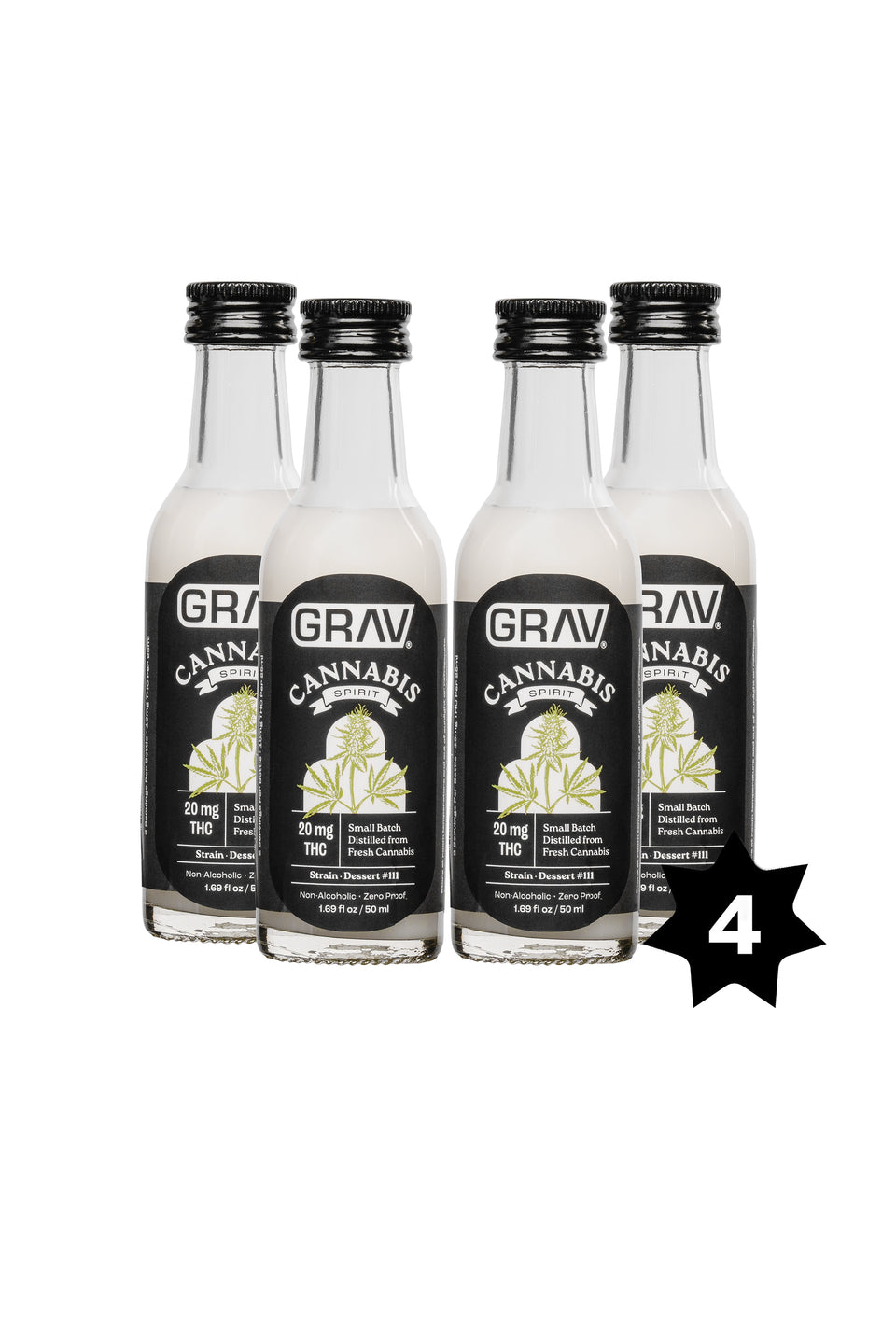 Grav Wild Raspberry GRAV® Cannabis Spirit, 20mg - 50ml Bottle, 4-Pack