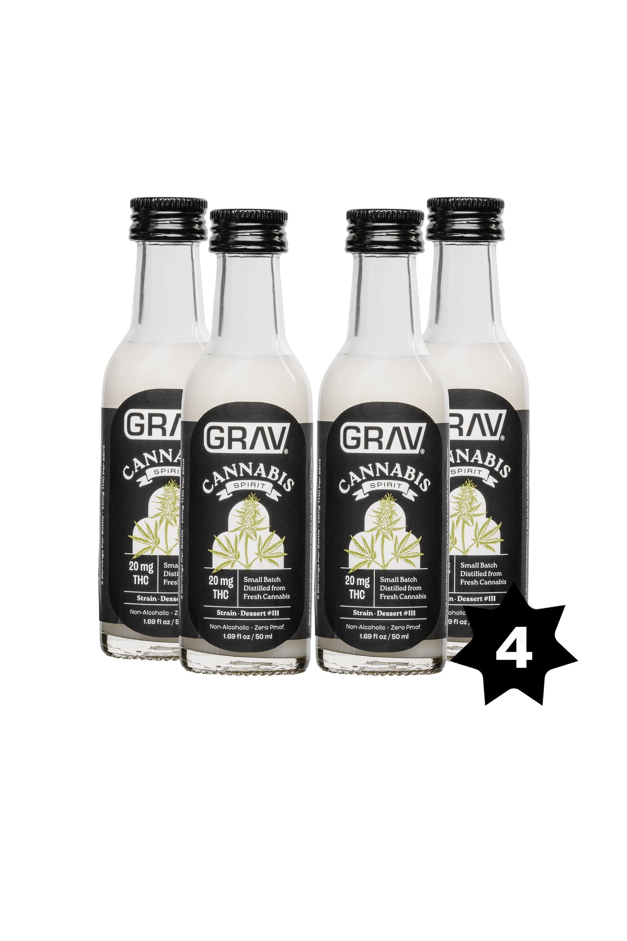 GRAV® Cannabis Spirit, 20mg - 50ml Bottle, 4-Pack