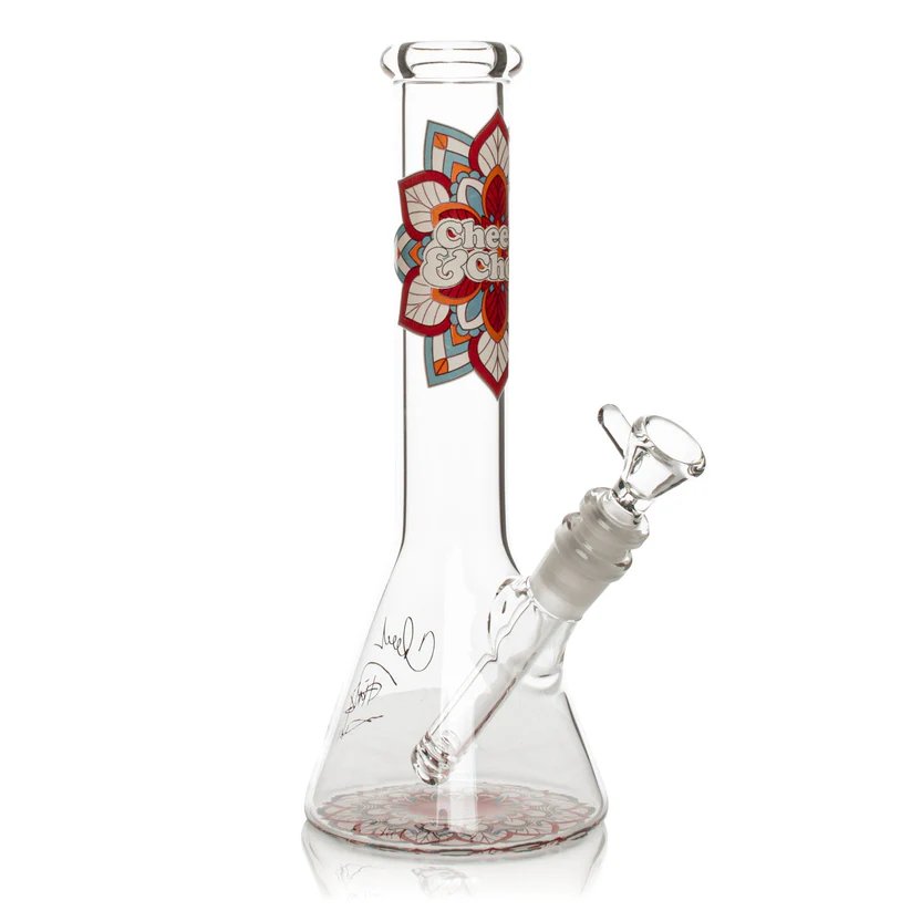 Cheech & Chong Glass 10" Glow-In-The-Dark Mandala Beaker Bong