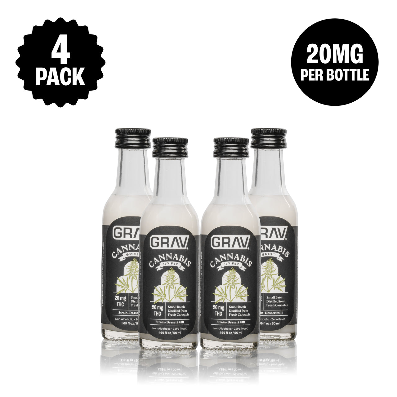 GRAV® Cannabis Spirit 20mg Natural, 50ml Bottle 4-Pack