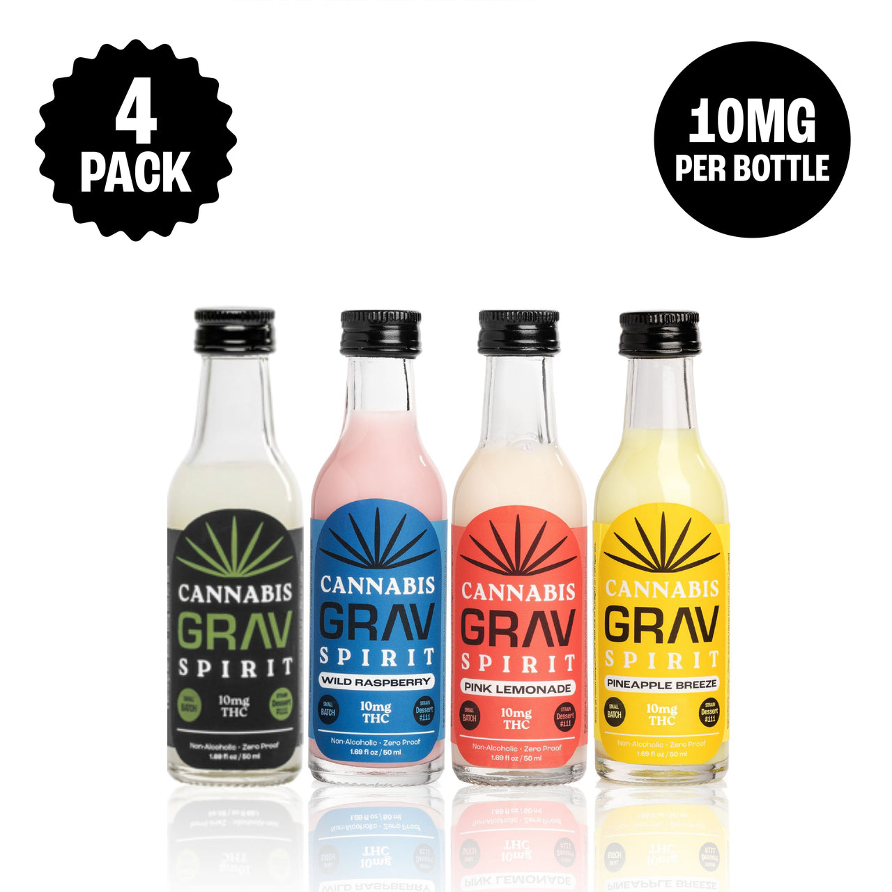 GRAV® Cannabis Spirit 10mg Variety Pack, 50ml Bottle 4-Pack