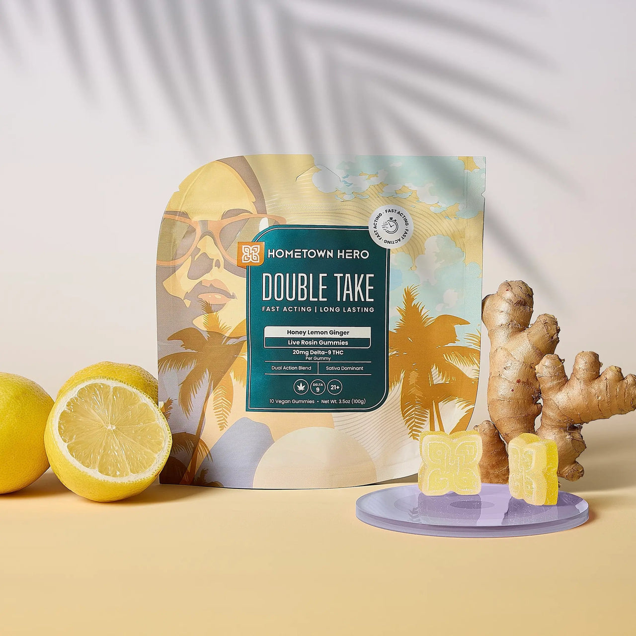 Hometown Hero Double Take 20mg D9 Gummies - Honey Lemon Ginger