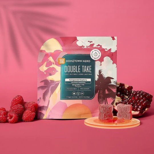 Hometown Hero Double Take 20mg D9 Gummies - Pomegranate Raspberry