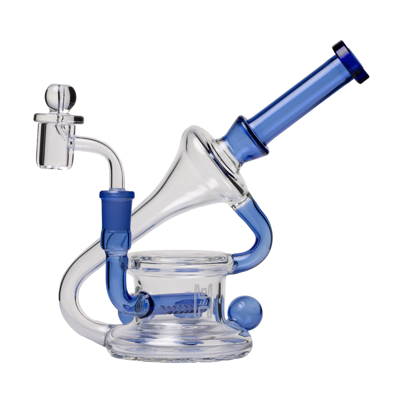 Human Grade 7.5" Recycler 45 (Triple Marble) Glass Rig Water Pipe