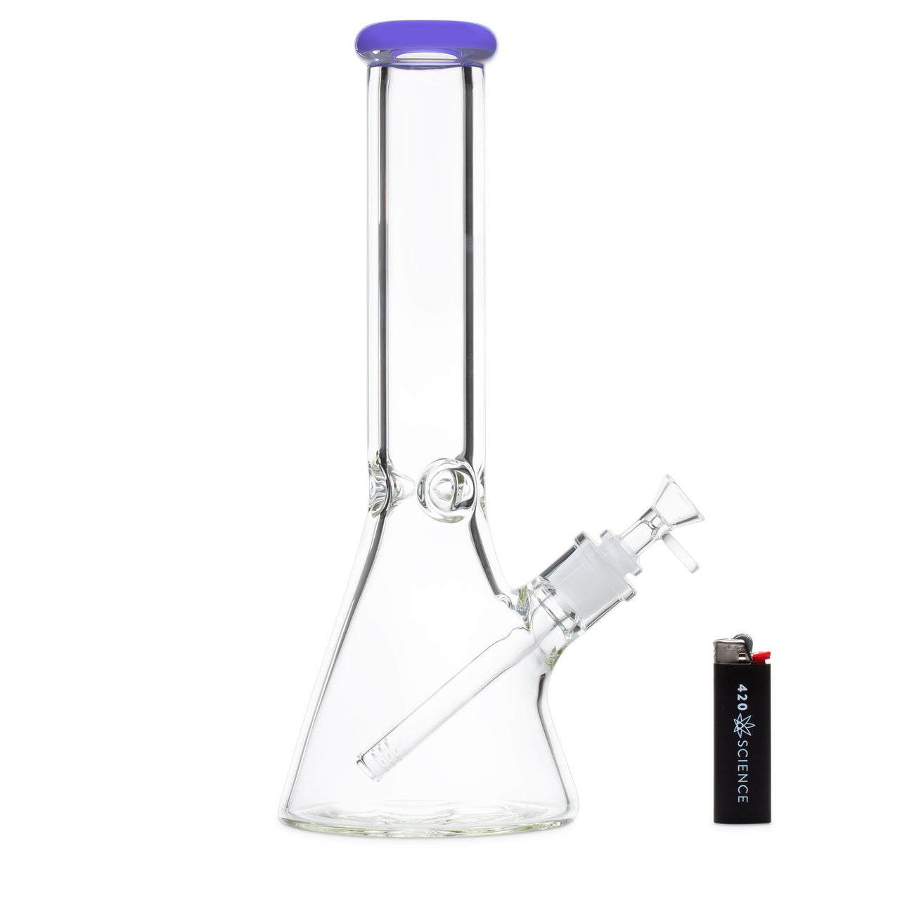 Big Thick Beaker Bong with Purple Accent with Lighter