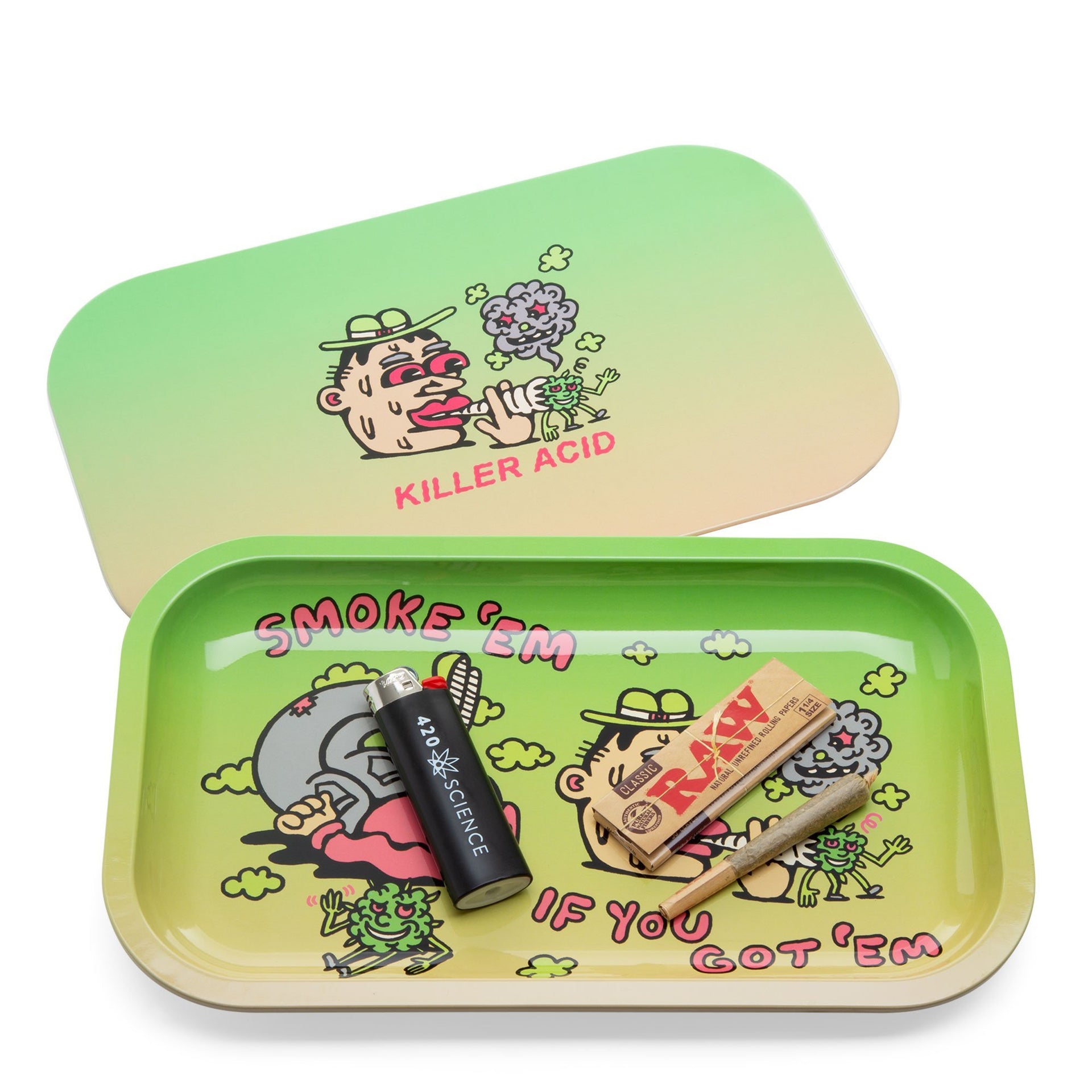 420 Science x Killer Acid Magnetic Lid Rolling Tray - Smoke Em | Rolling Trays | 420 Science