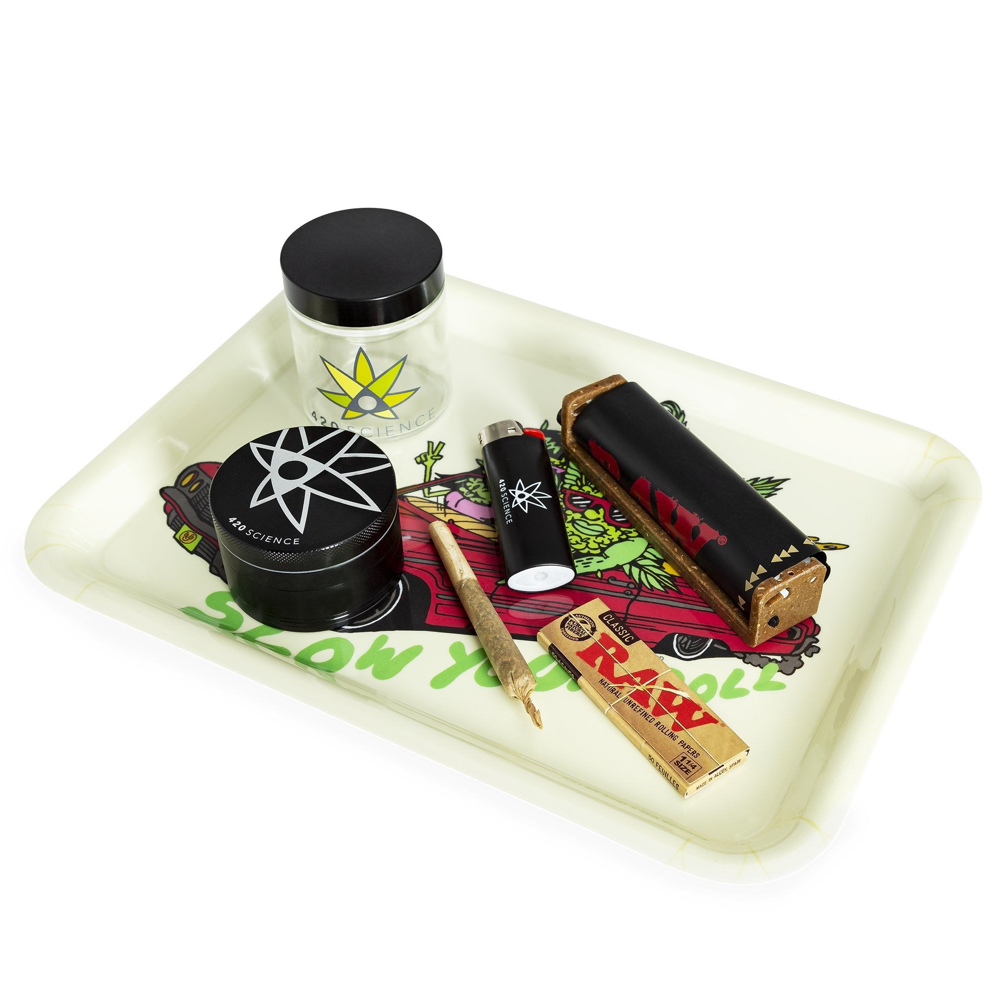 Rolling Tray Set With Grinder Hot Durable Metal Cigarette - Temu