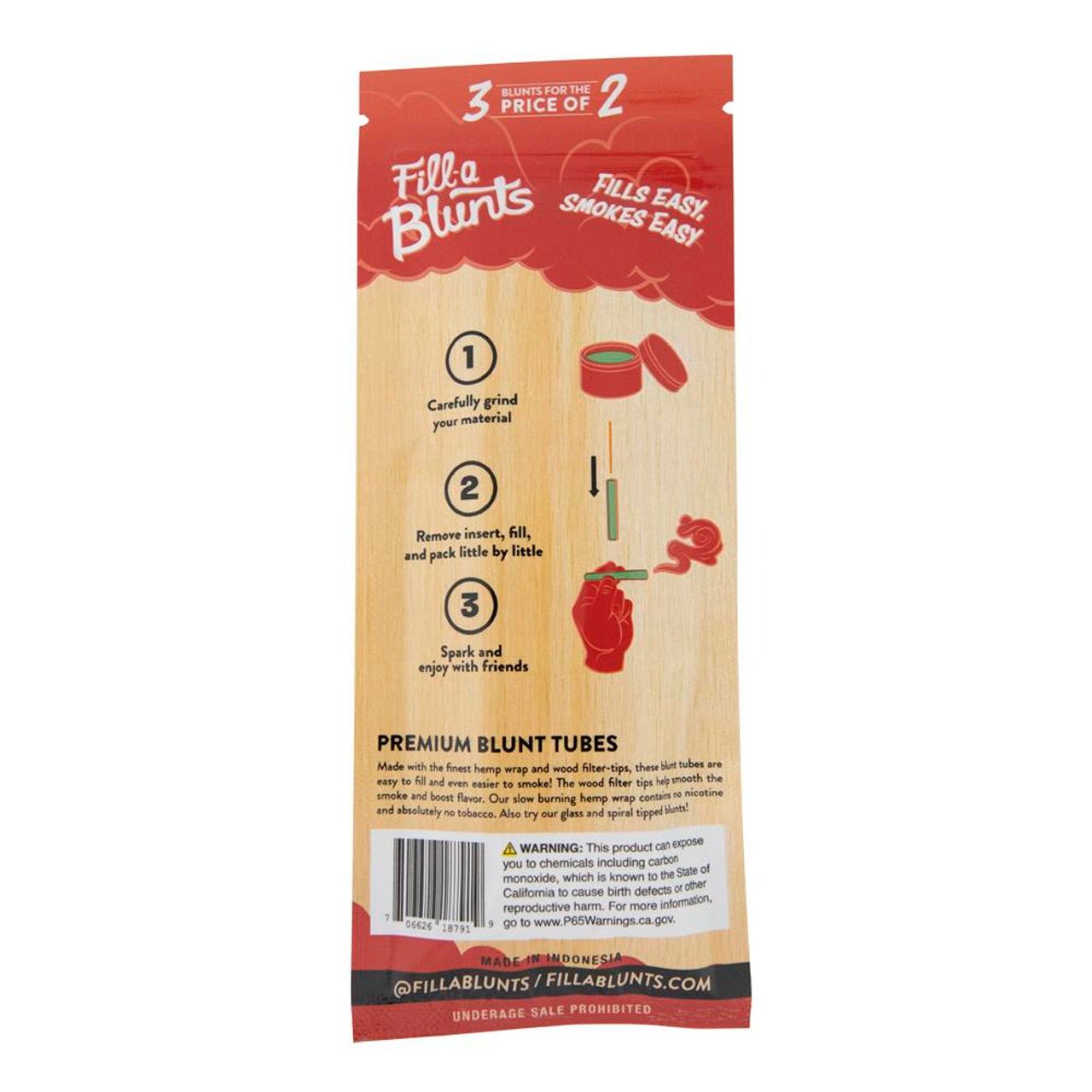 DaySavers Fill-A-Blunts Pre-Rolled Blunt Tubes w/ Wood Tips - Pack of 3 | TP-Blunt Wraps | 420 Science