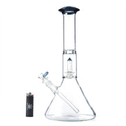 Geo's Glass 14in Crystal Circ Beaker Bong - Atomic Stardust + Blu-V UV Reactive - 420 Science - The most trusted online smoke shop.