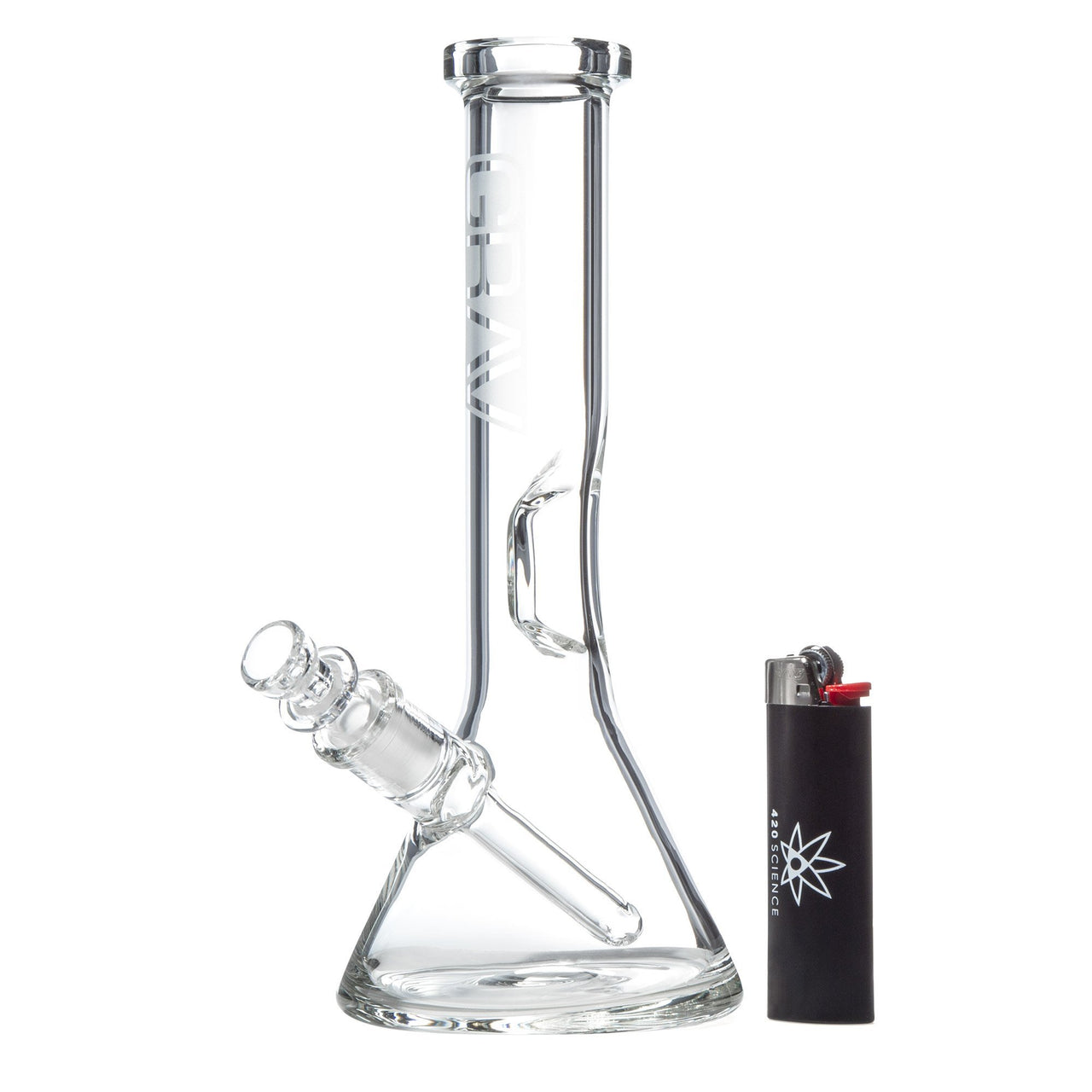 GRAV 8in Beaker Water Pipe w/ Fixed Downstem - Clear - 420 Science - The most trusted online smoke shop.