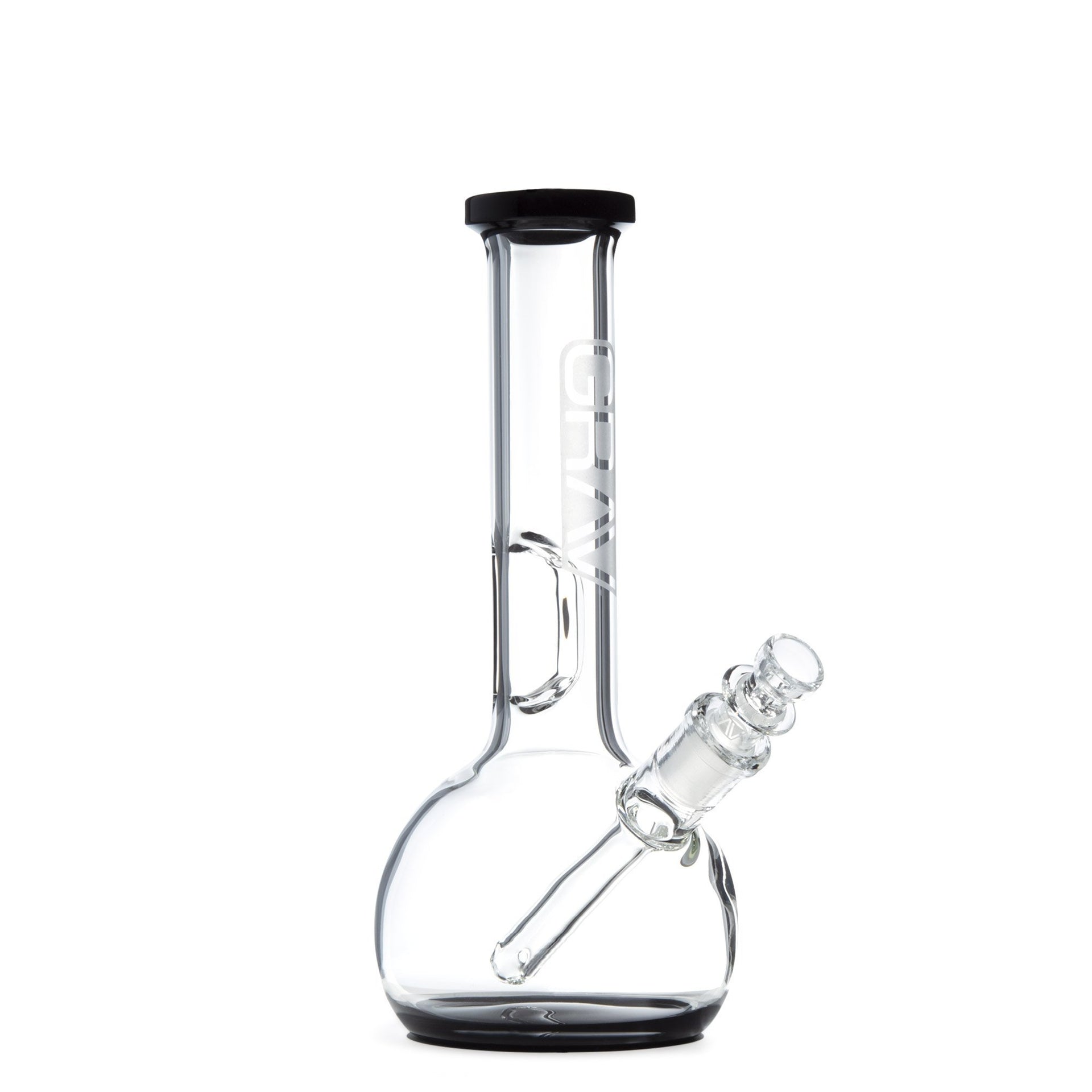 GRAV 8in Round Bottom Water Pipe w/ Fixed Downstem - Black - 420 Science - The most trusted online smoke shop.