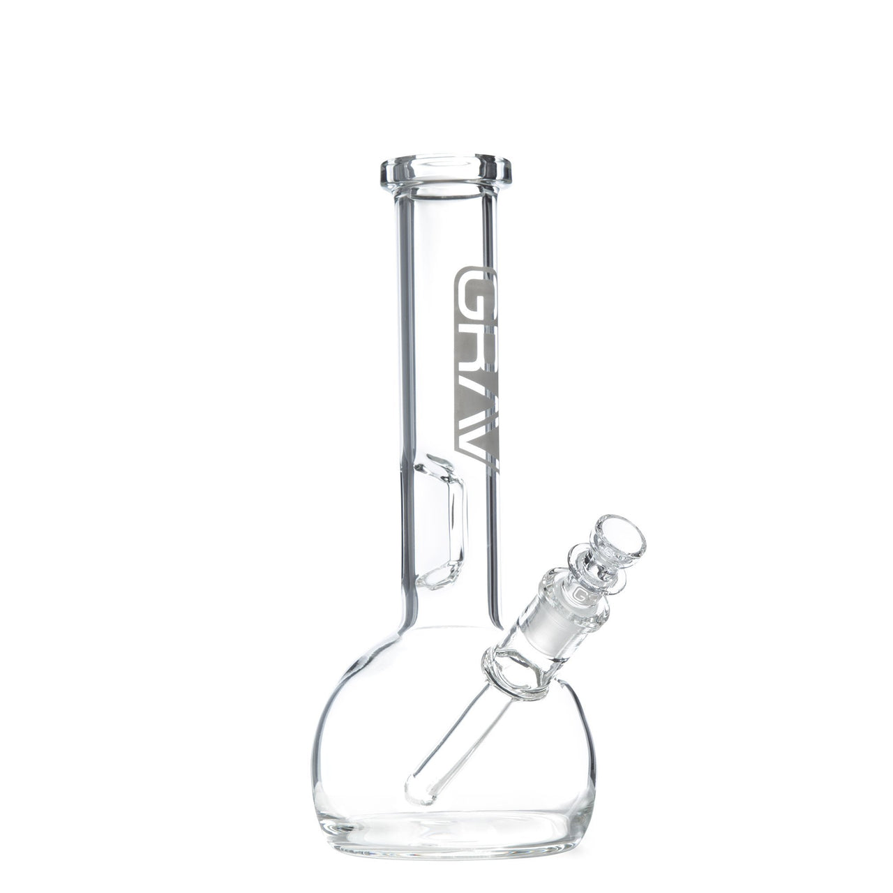 GRAV 8in Round Bottom Water Pipe w/ Fixed Downstem - Clear - 420 Science - The most trusted online smoke shop.