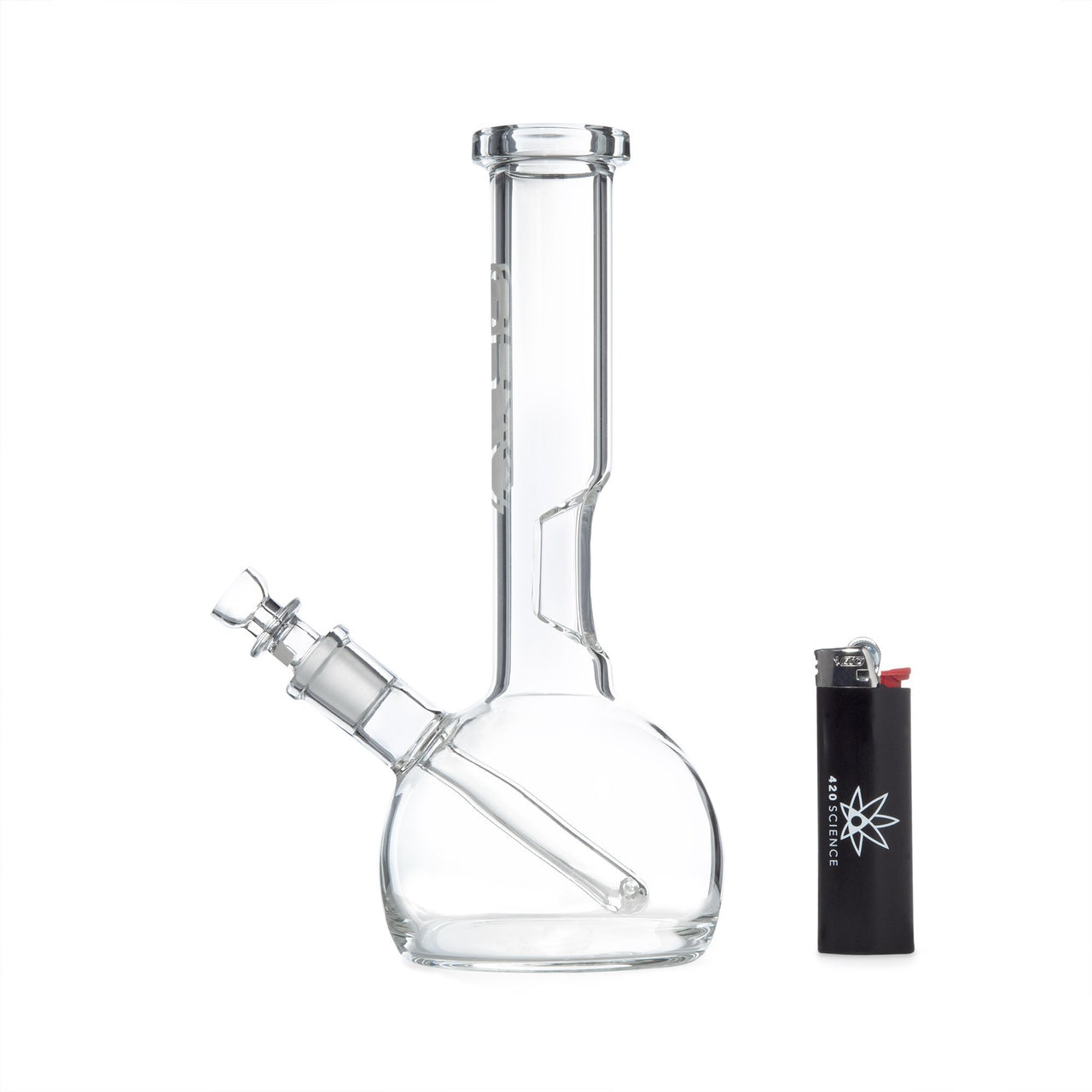 GRAV 8in Round Bottom Water Pipe w/ Fixed Downstem - Clear - 420 Science - The most trusted online smoke shop.