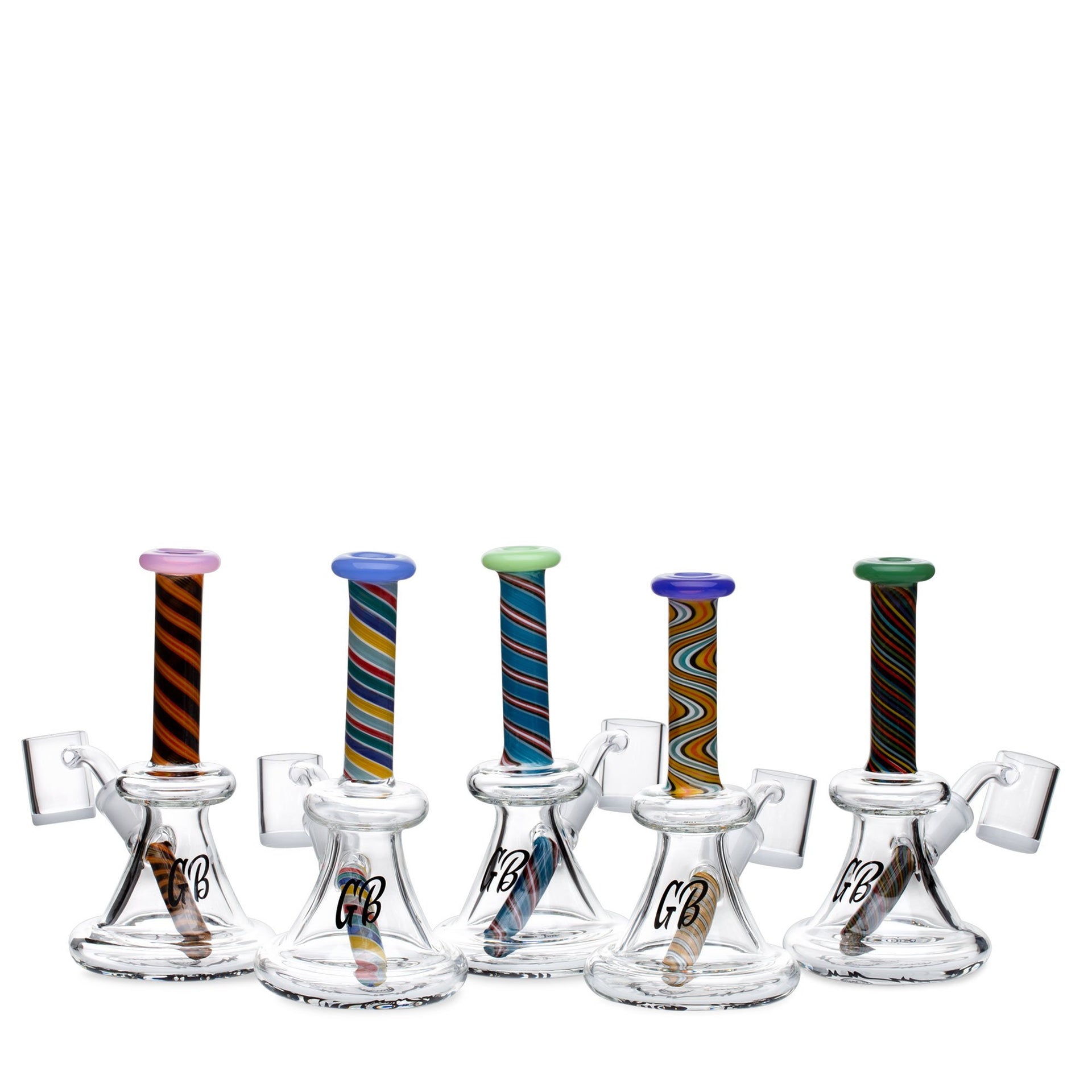 Green Bear 6in Striped Bell w/Fixed Downstem | Dab Rigs | 420 Science