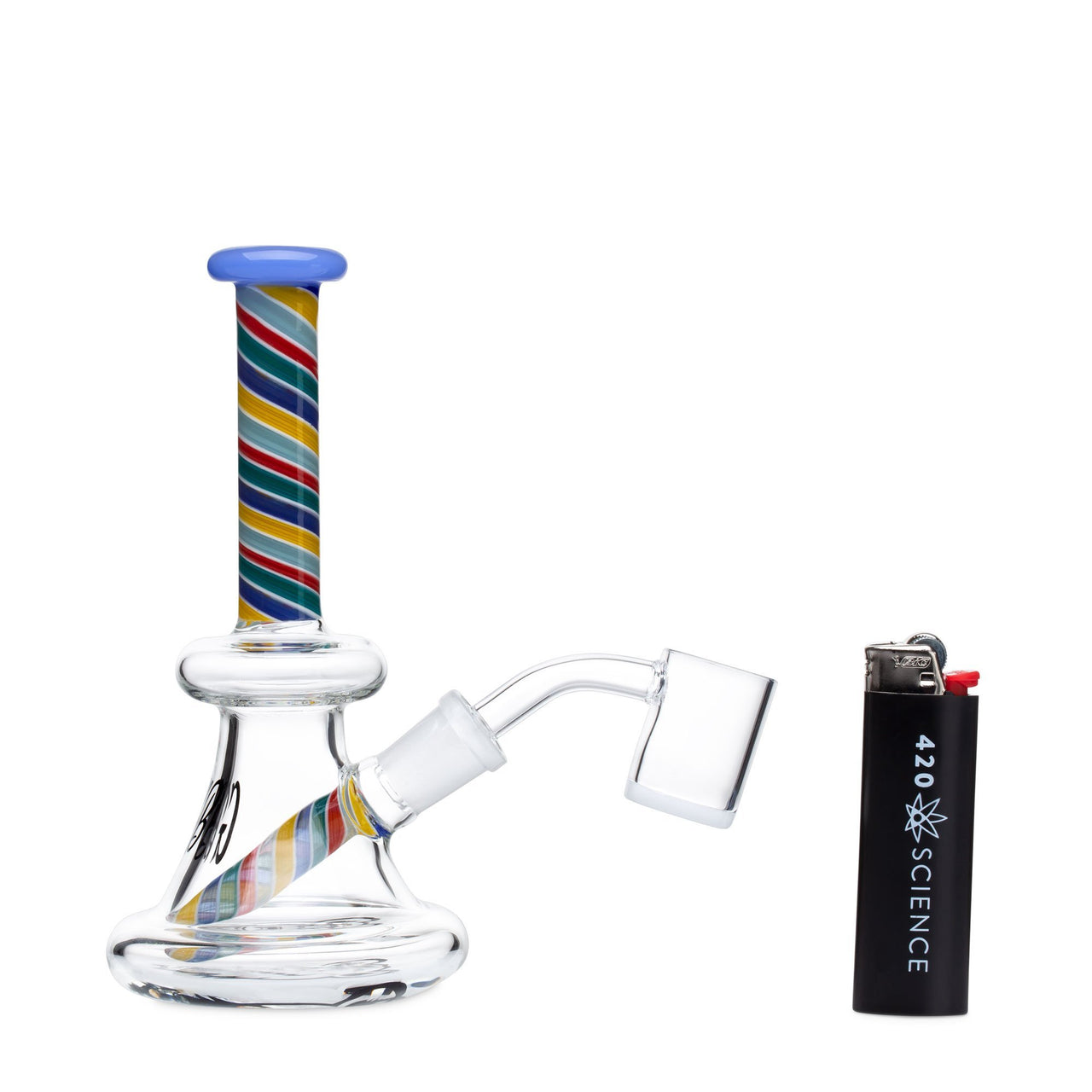 Green Bear 6in Striped Bell w/Fixed Downstem | Dab Rigs | 420 Science