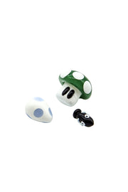 Grey Glass Art Magic Mushroom Terp Slurper Set | Carb Caps | 420 Science