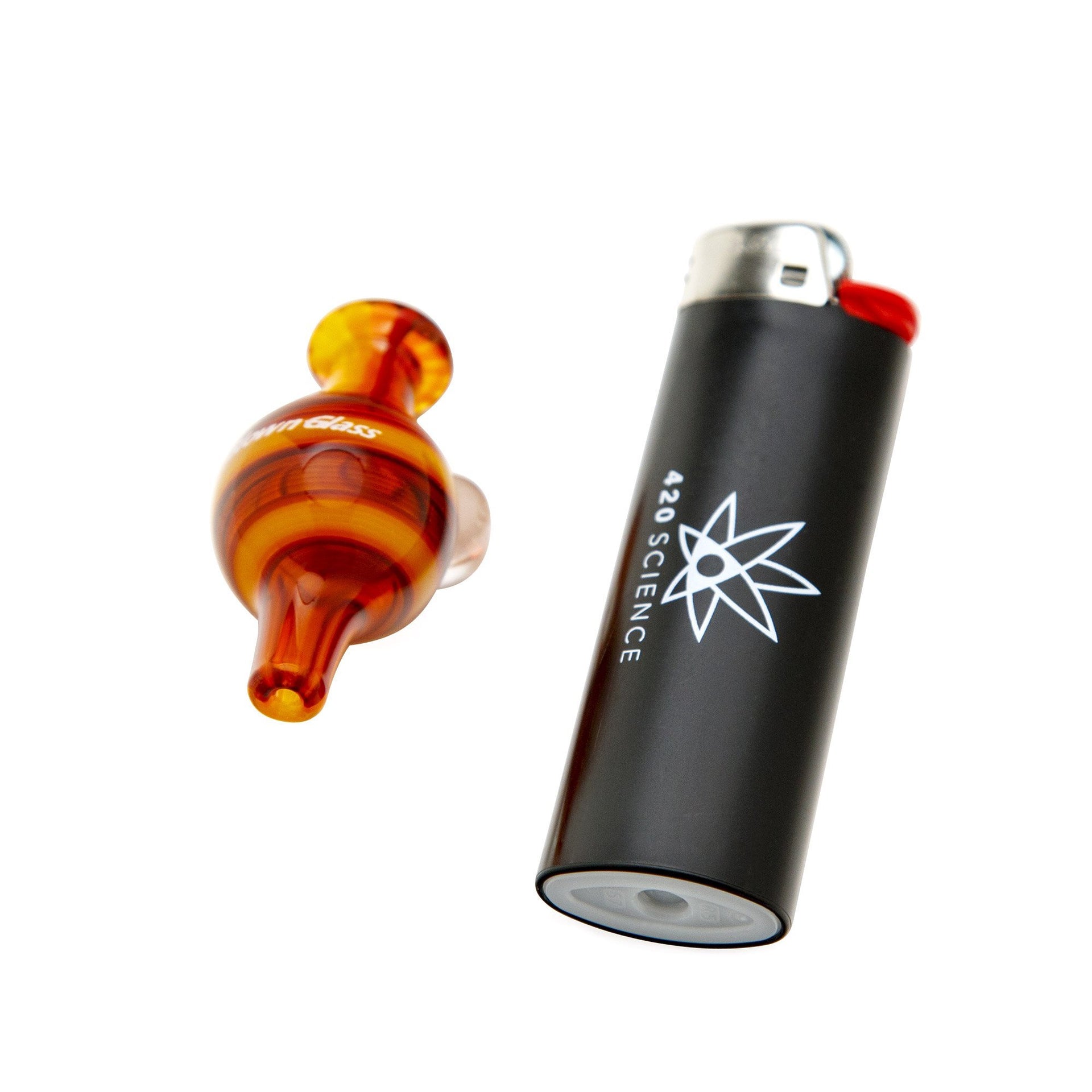 Home Blown Glass Bubble Carb Cap - Fire Swirl - 420 Science - The most trusted online smoke shop.