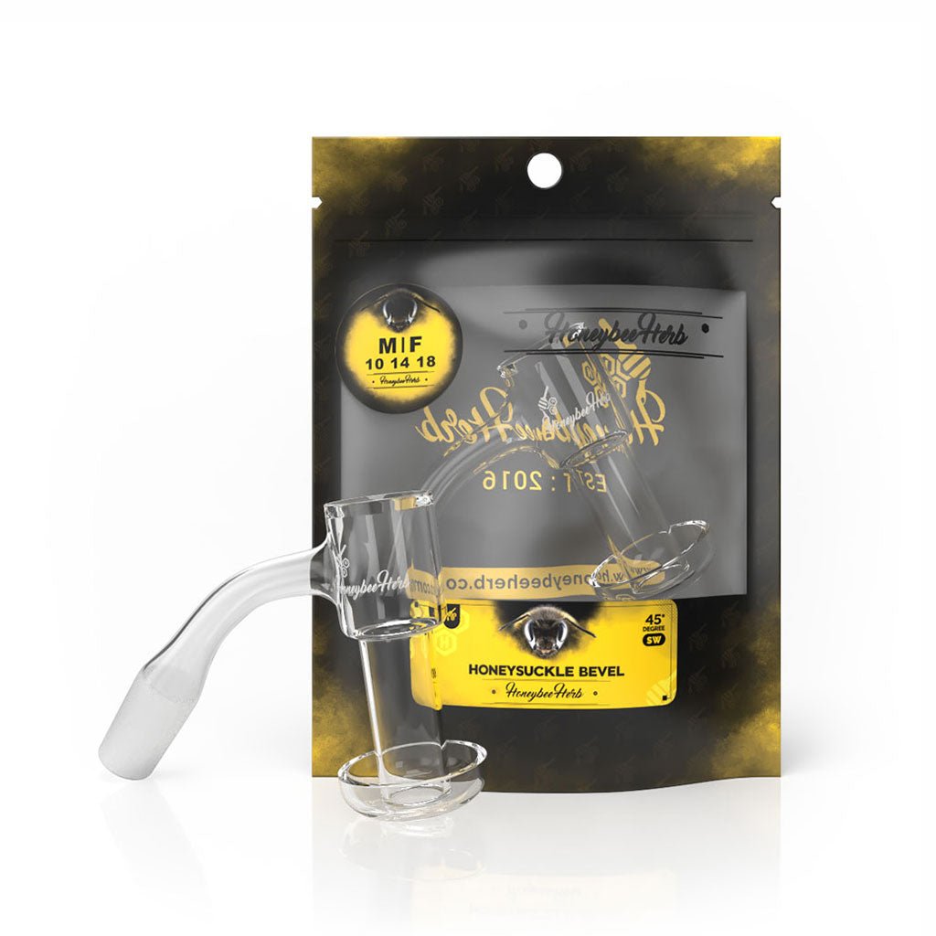 Honeybee Herb Black Line Honeysuckle Bevel Quartz Banger | Parts | 420 Science