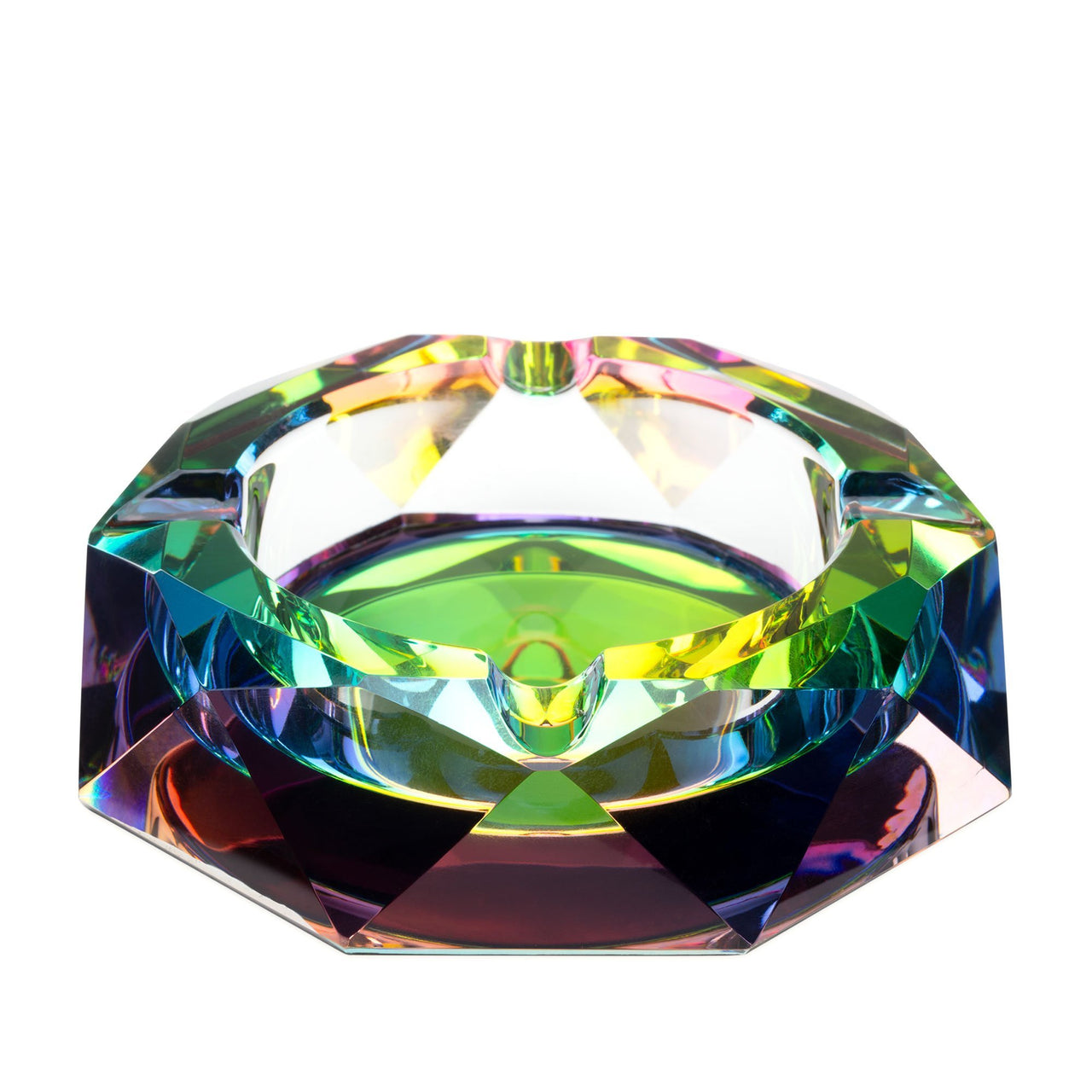 Rainbow Crystal Faceted Ashtray - Large