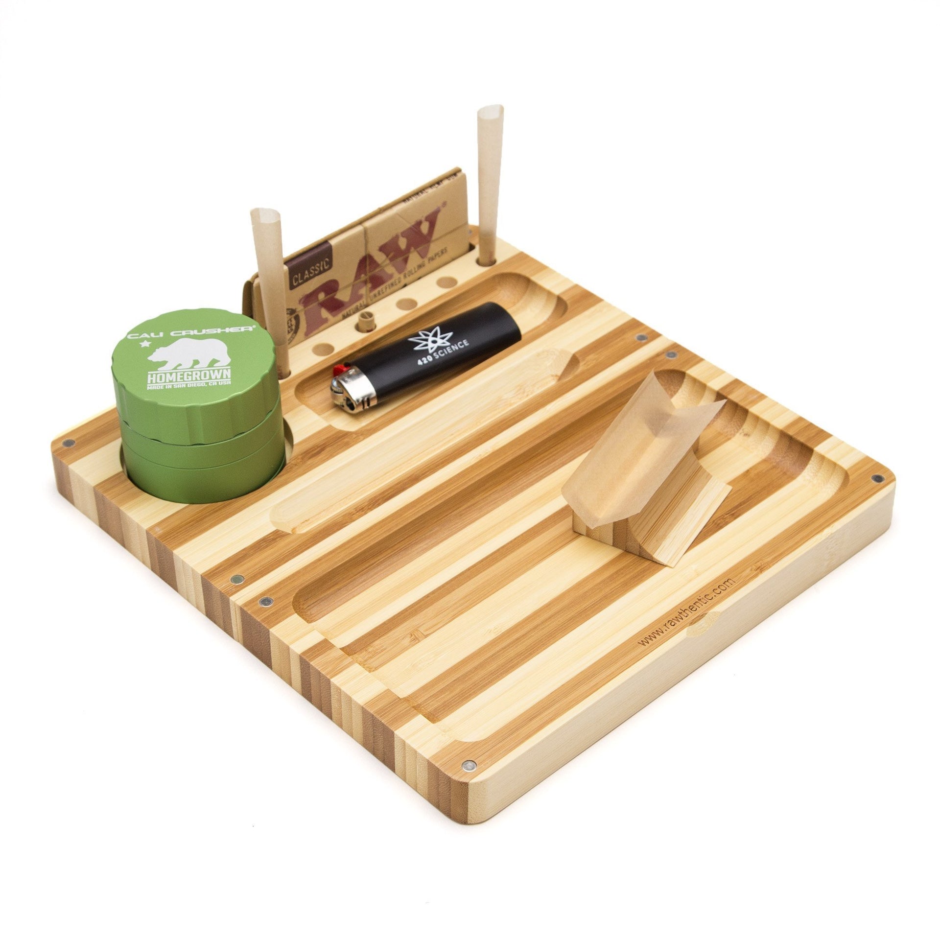 RAW Backflip Magnetic Bamboo Striped Rolling Tray