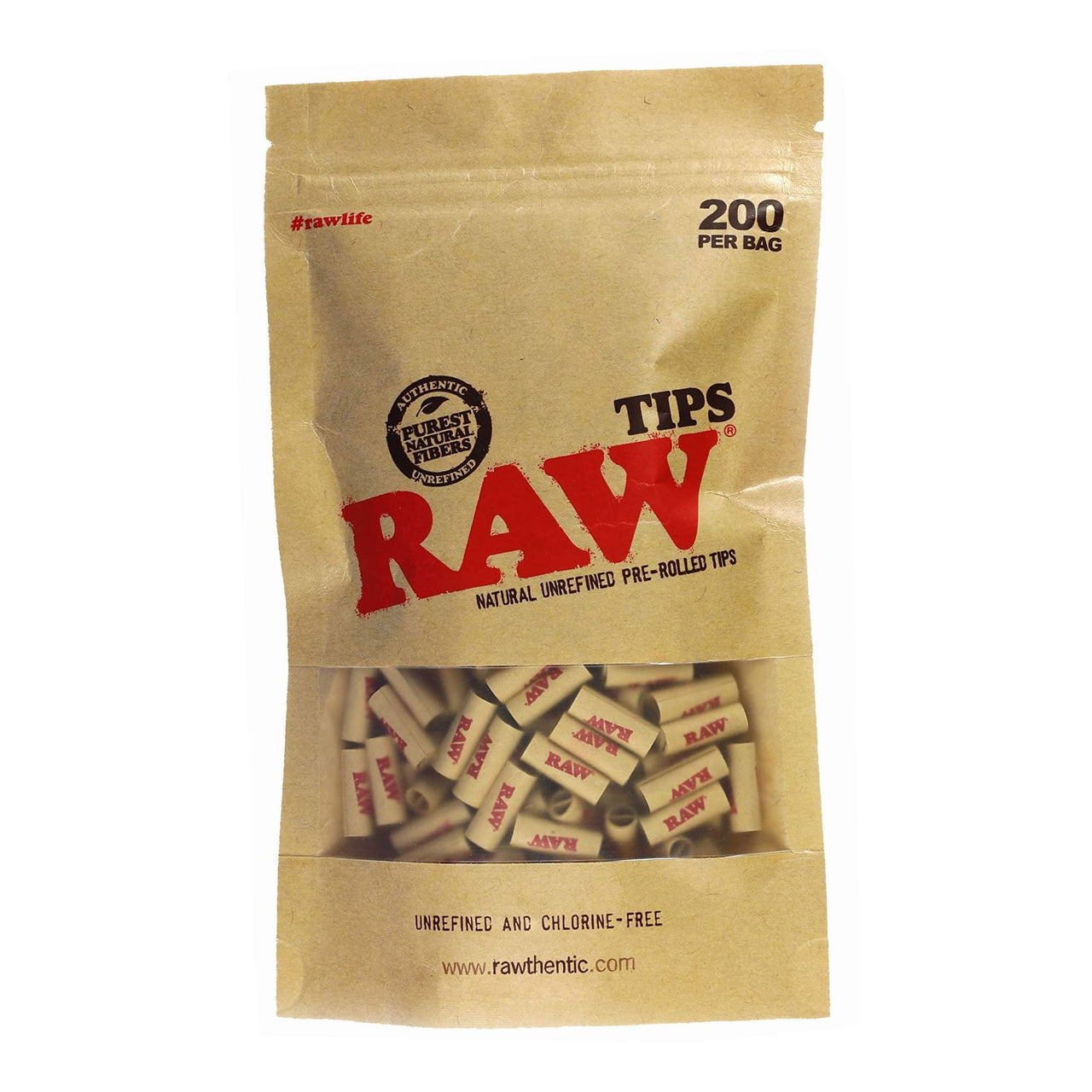 RAW Unbleached Pre-Rolled Tips 200-Pack | Crutches & Filter Tips | 420 Science