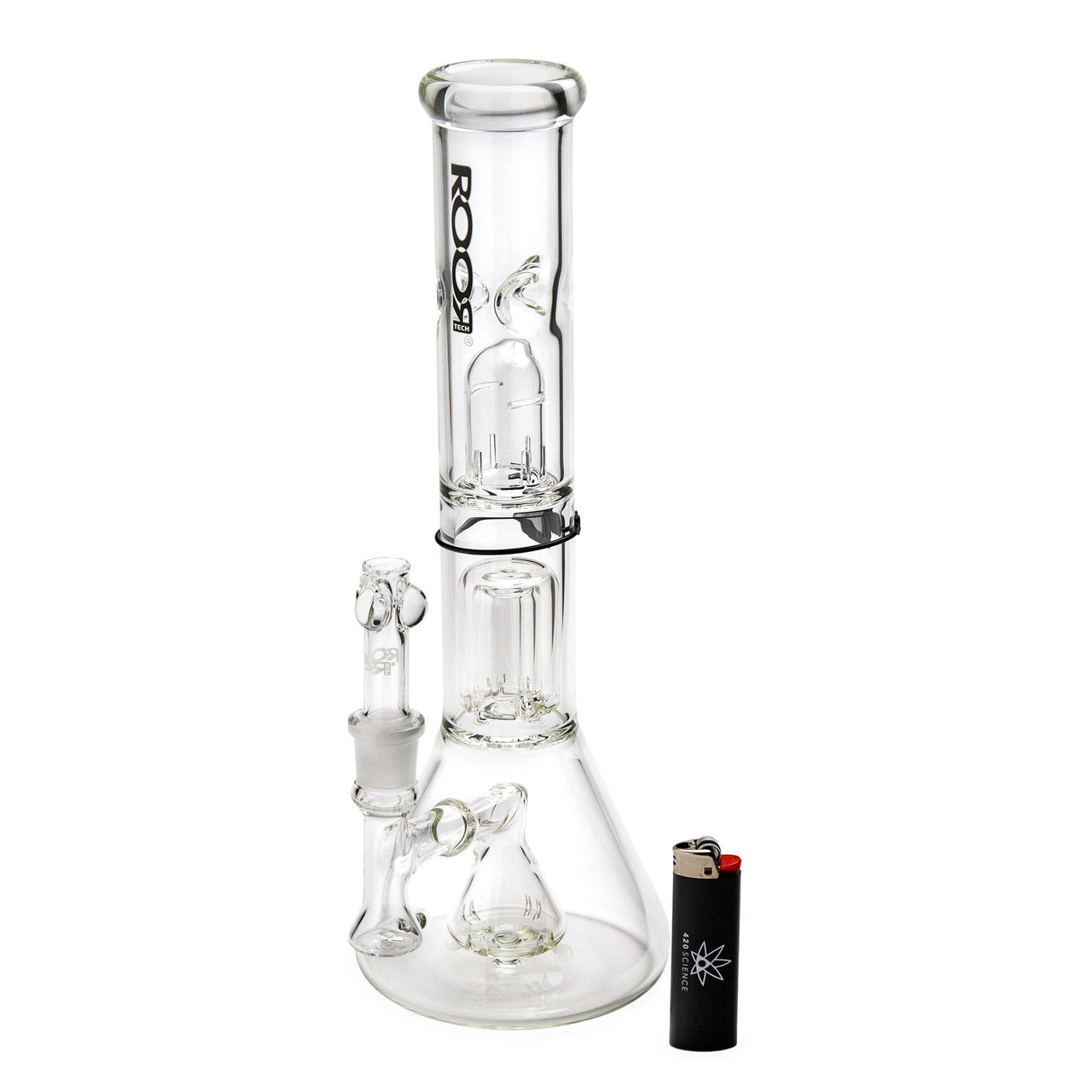 ROOR Tech 14in Fixed Shower Head Beaker 50x5mm w/Barrel Perc - 420 Science - The most trusted online smoke shop.