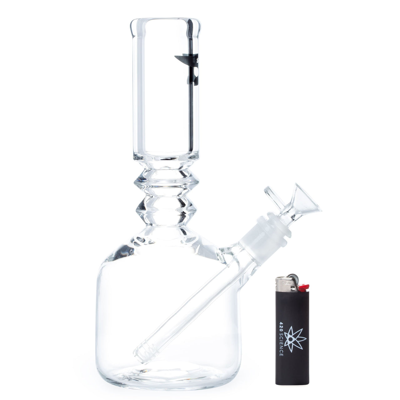 Solid Glass 12in Sculpted Neck Barrel Beaker Bong