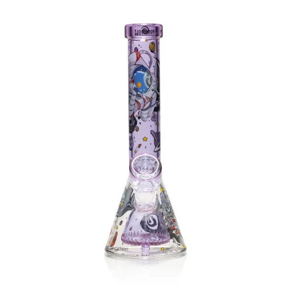 Wormhole Glass 11" Spaghettification Beaker Bong w/ Colins Perc - Clear / Blue / Purple | Third Party Brands | 420 Science