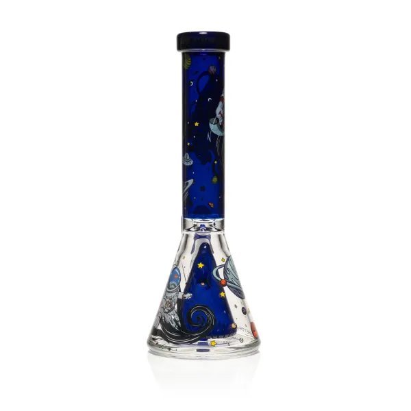 Wormhole Glass 11" Spaghettification Beaker Bong w/ Colins Perc - Clear / Blue / Purple | Third Party Brands | 420 Science