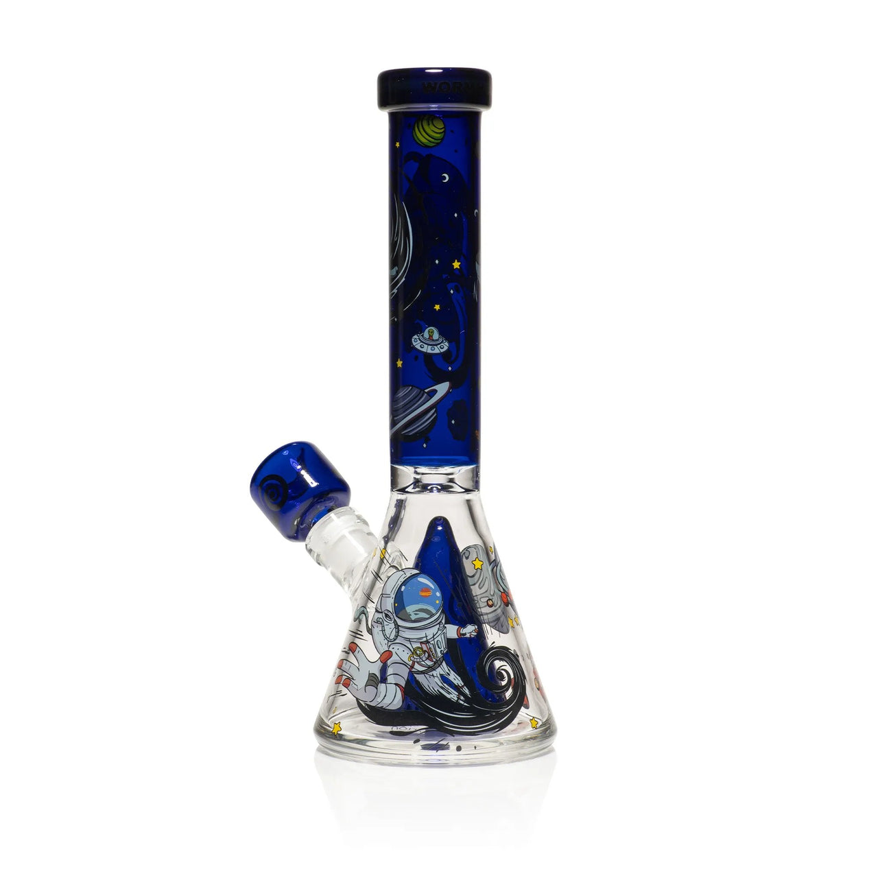 Wormhole Glass 11" Spaghettification Beaker Bong w/ Colins Perc - Clear / Blue / Purple | Third Party Brands | 420 Science