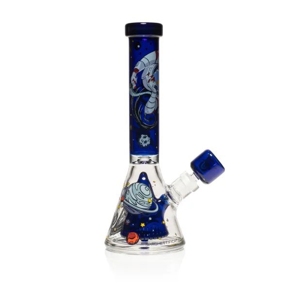 Wormhole Glass 11" Spaghettification Beaker Bong w/ Colins Perc - Clear / Blue / Purple | Third Party Brands | 420 Science