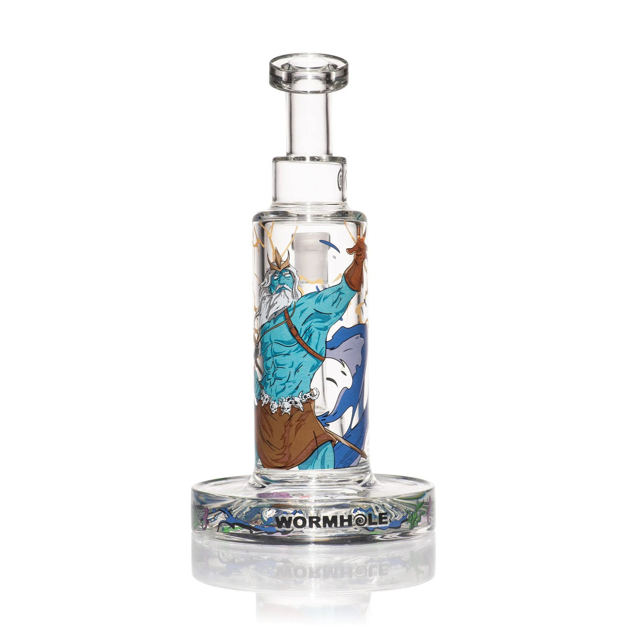 Wormhole Glass 8.5" Poseidon Bounty Hunter Dab Rig - Clear / Dark Blue / Teal | Third Party Brands | 420 Science